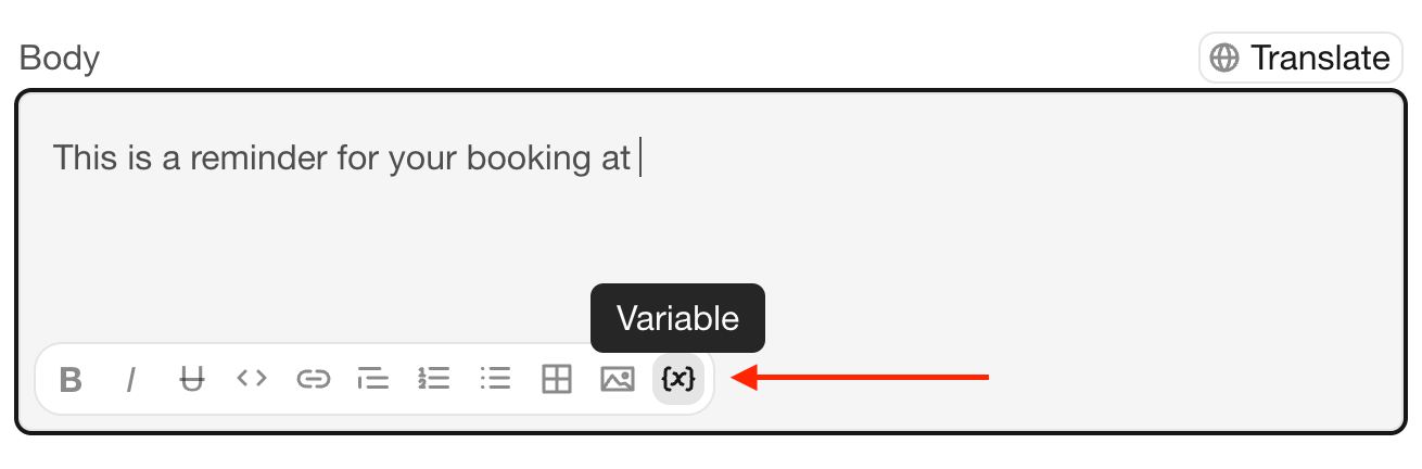 Writing an email template with variables in Bookingmood