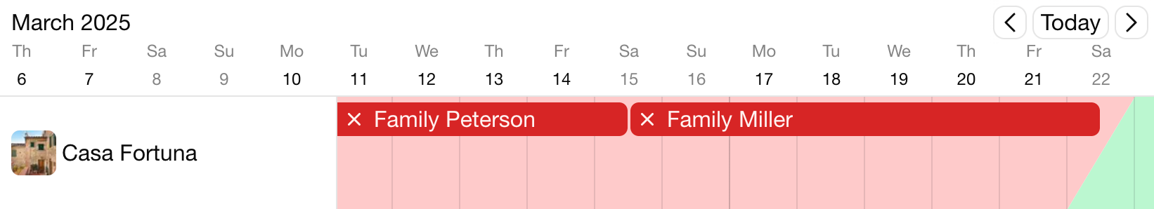 Calendar for shared vacation homes