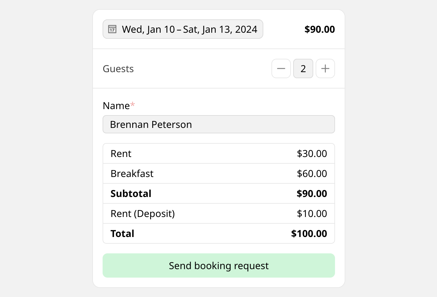 Booking form generated by Bookingmood