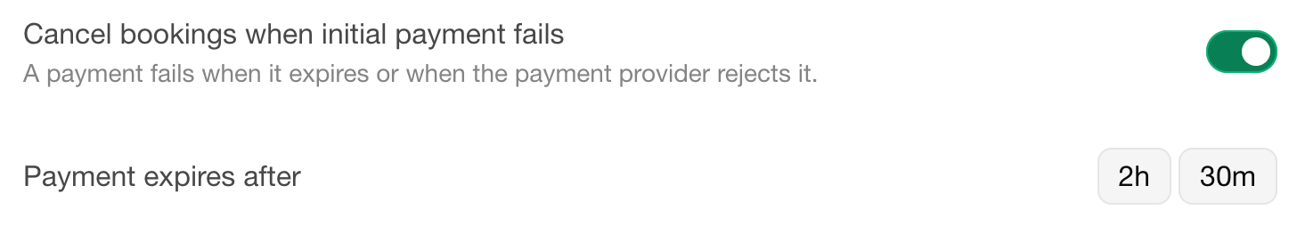 Payment expire setting