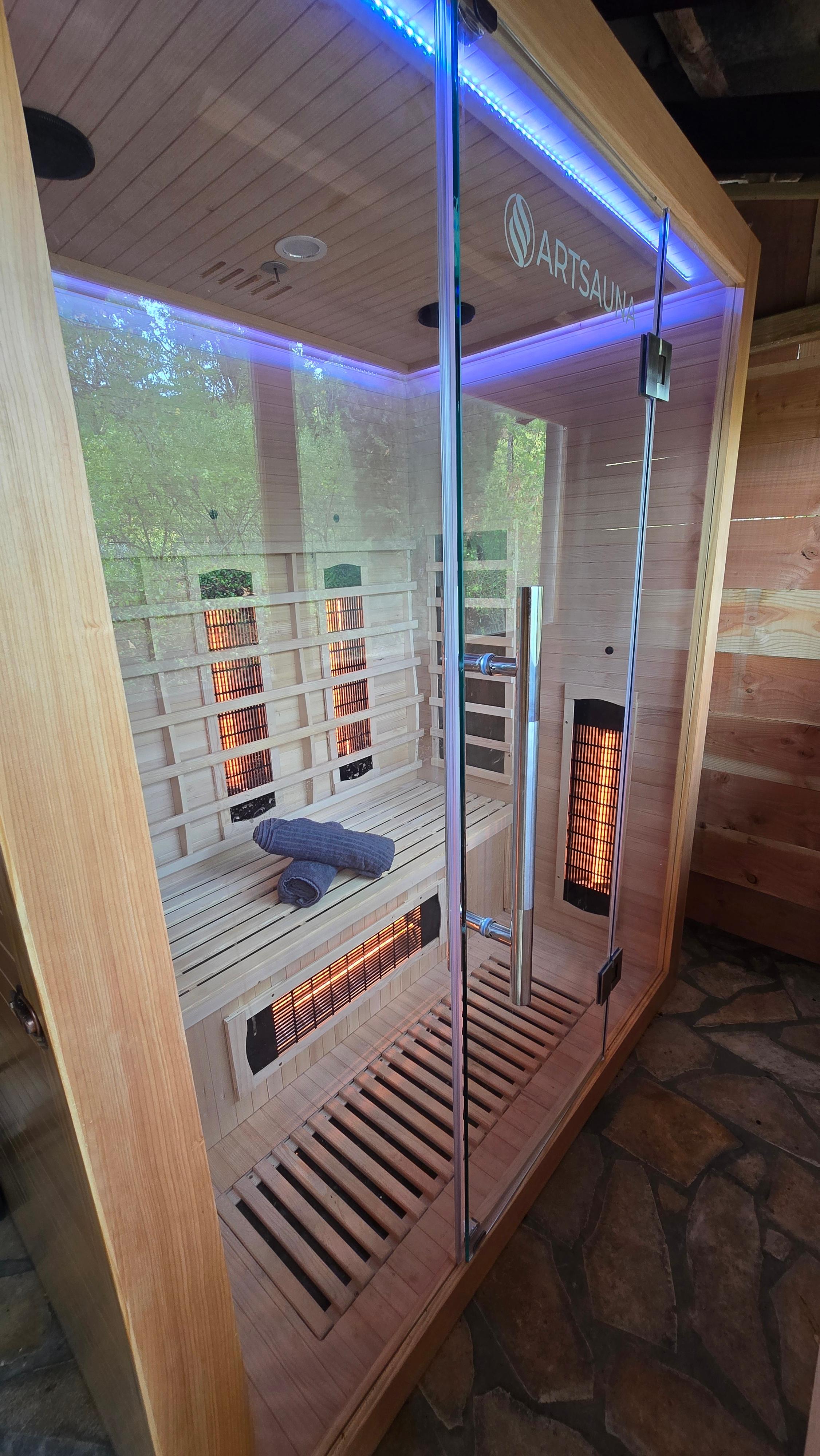 Private infrared sauna with a view!