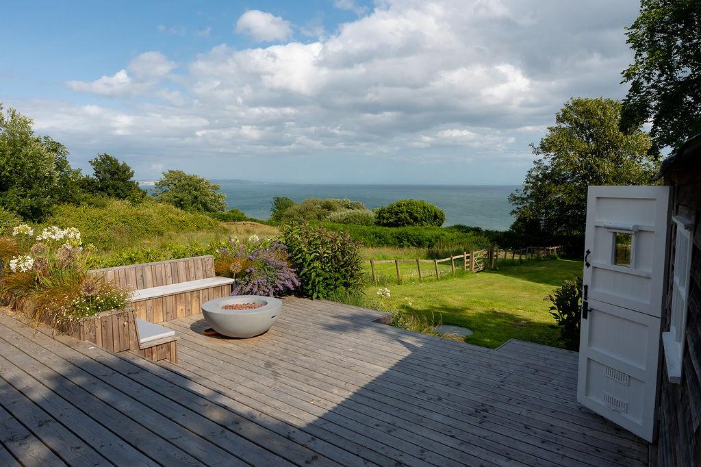 Sea and cliff top view of Lyme Bay