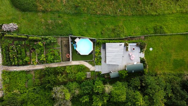 Ariel view of holiday home cabins at Headland Hideaway