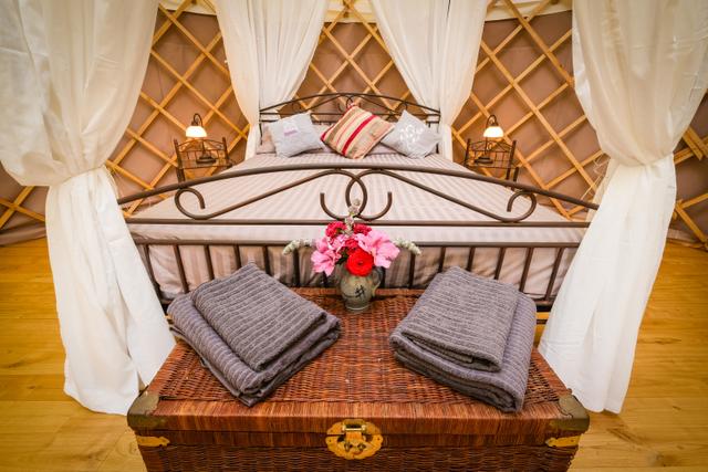 Puy de Sancy Yurt - Internal - Double Bed - Front