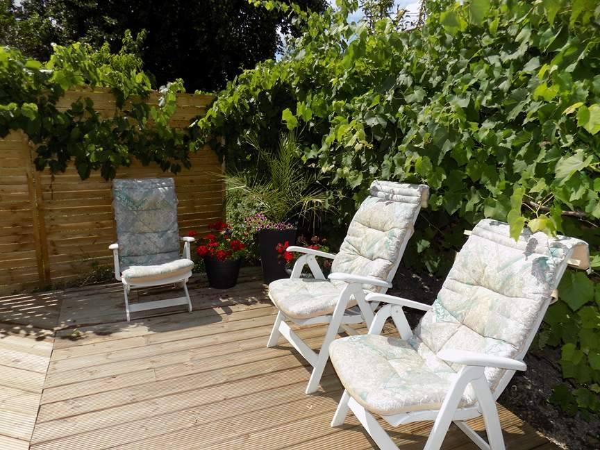 Ligstoelen in de tuin