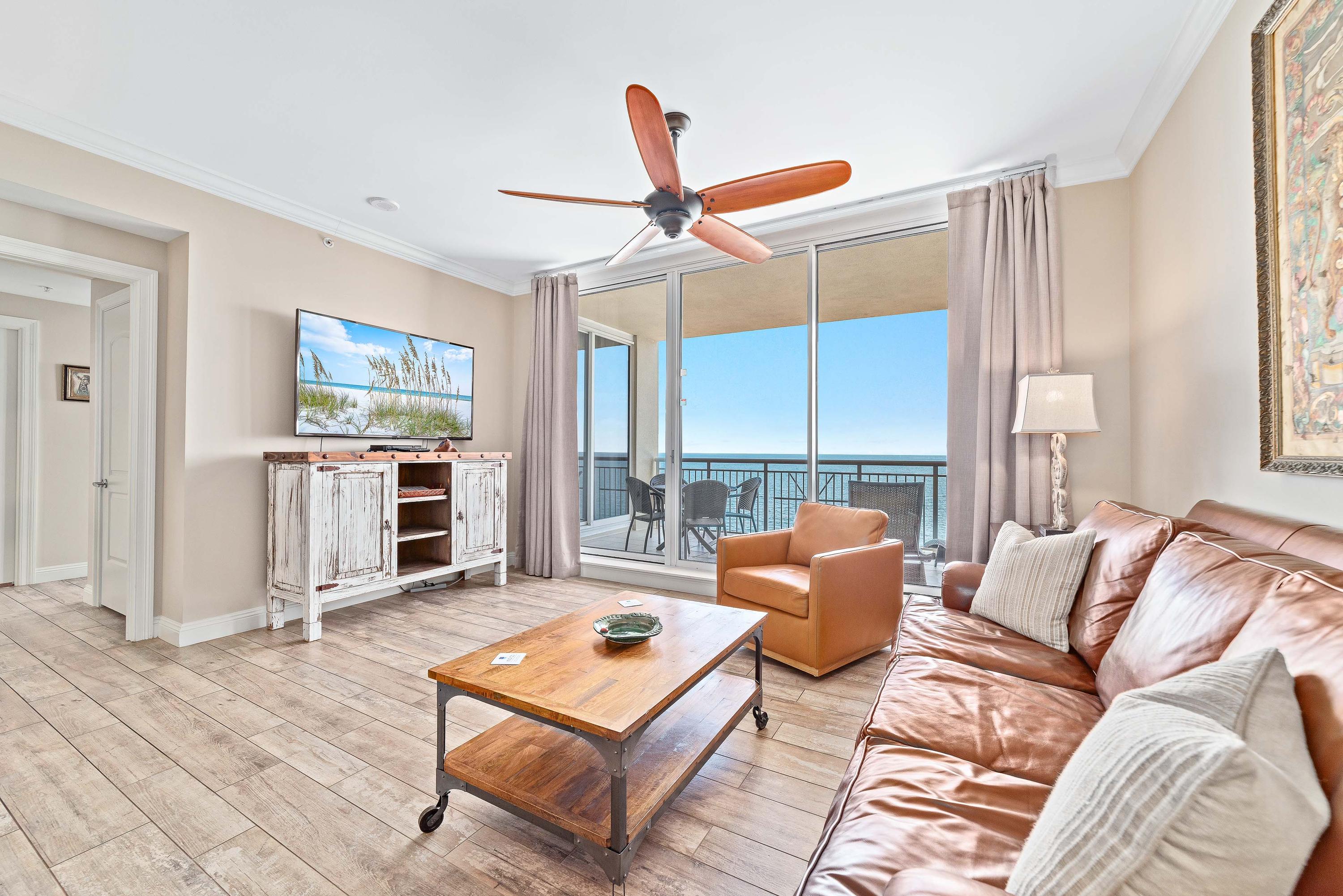 Living Room Angled to the Gulf Balcony