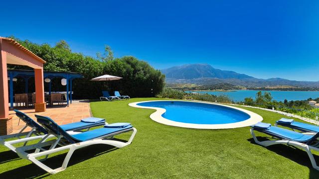 Swimming pool with lounge chairs