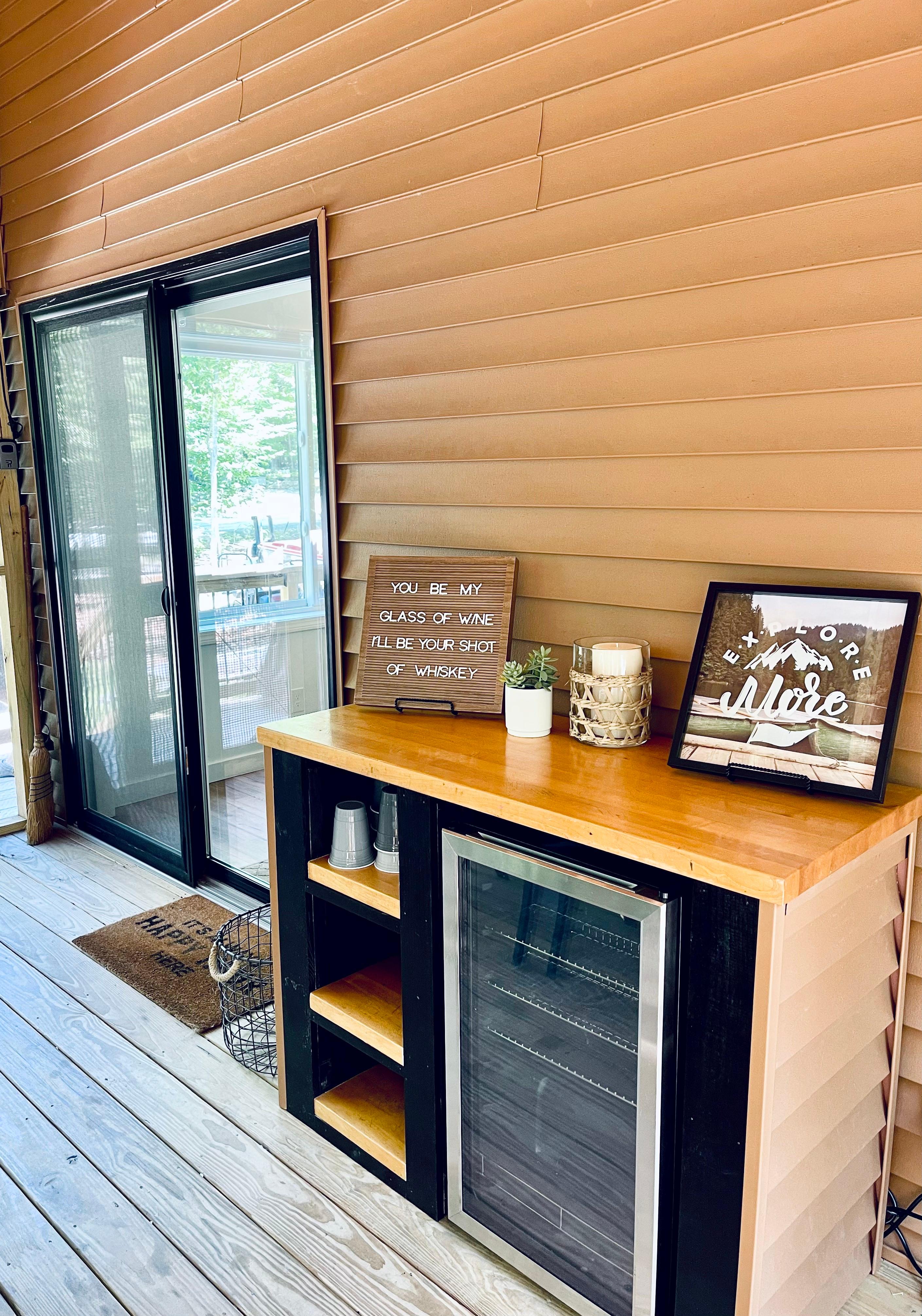 Porch mini fridge + bar