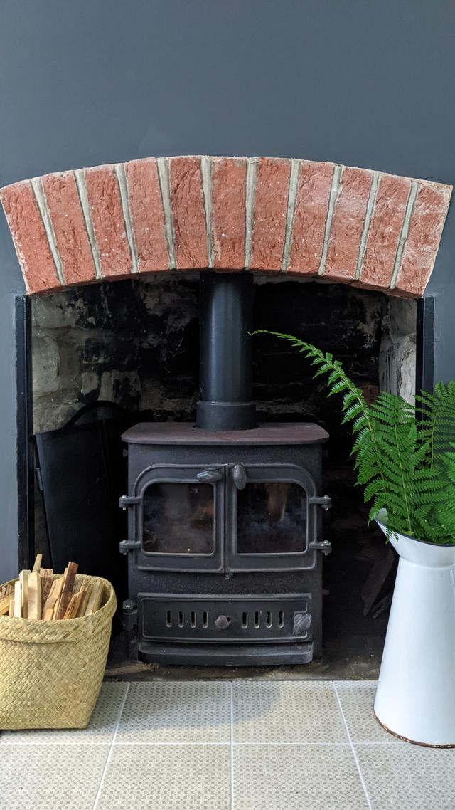 Characterful log burner stove and interior styling perfect for a winter getaway in central Lyme Regis 