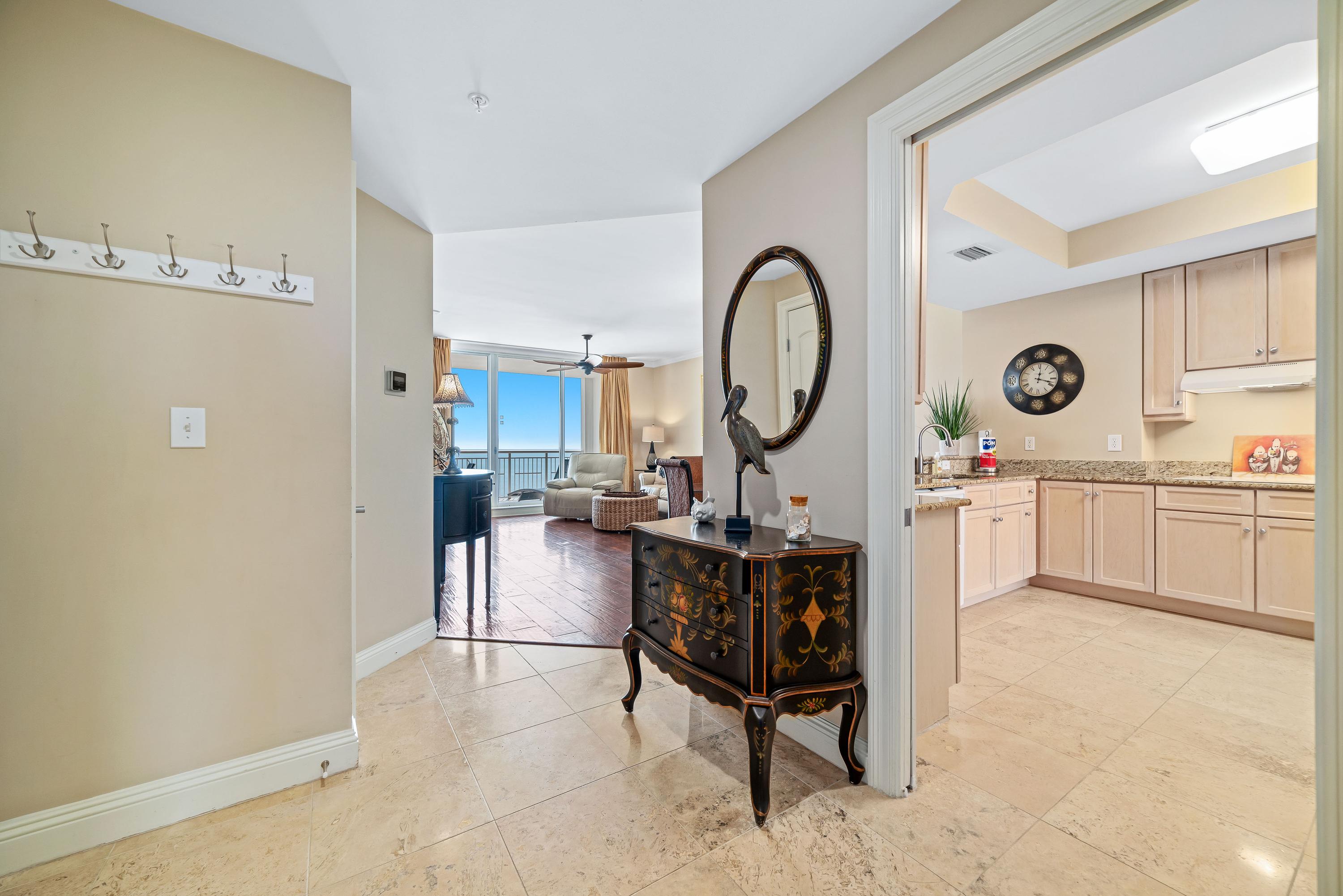 Large open floor plan, allowing views from the kitchen into the living room