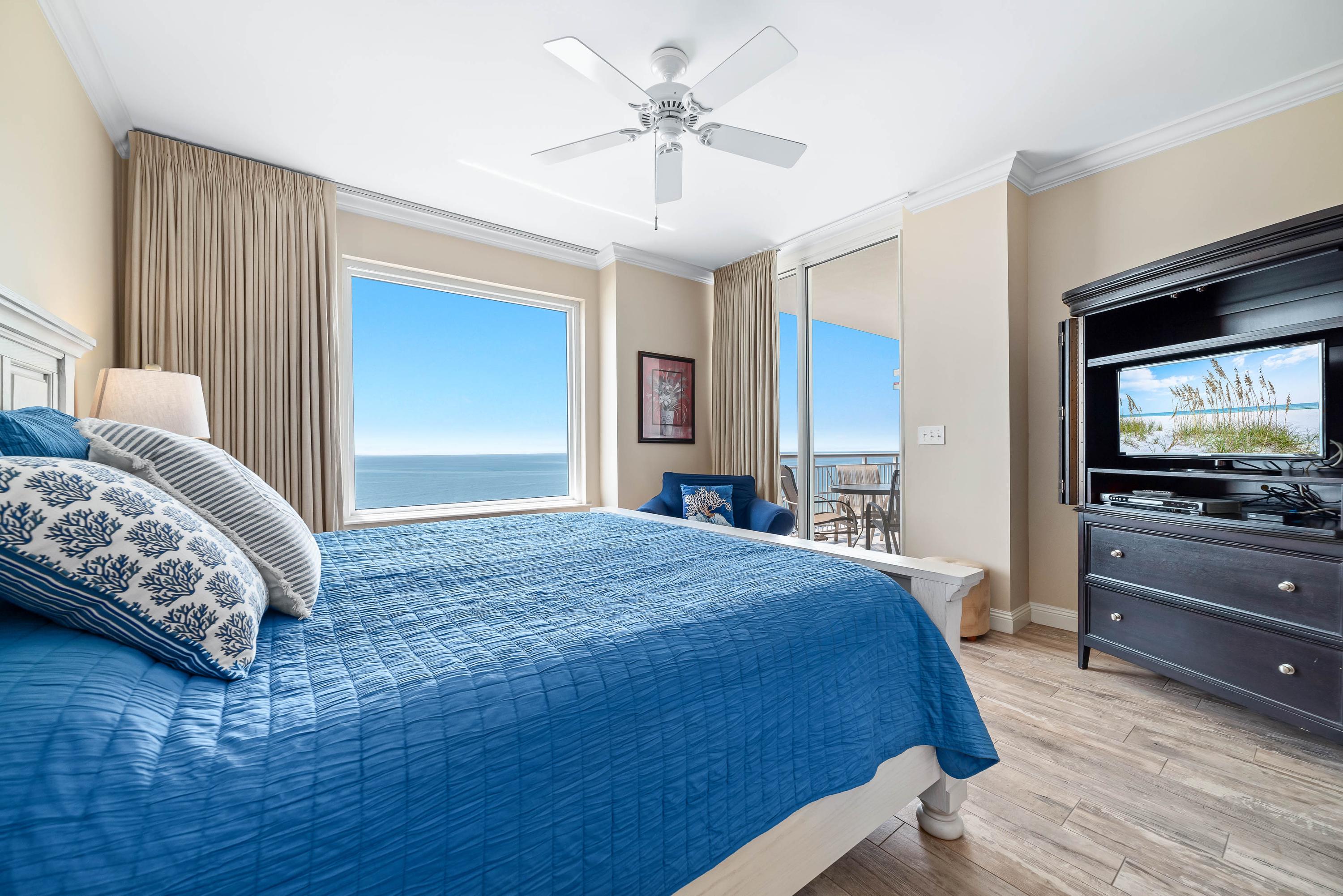 Nestle into a comfortable, luxurious Master Suite with incredible views of beach