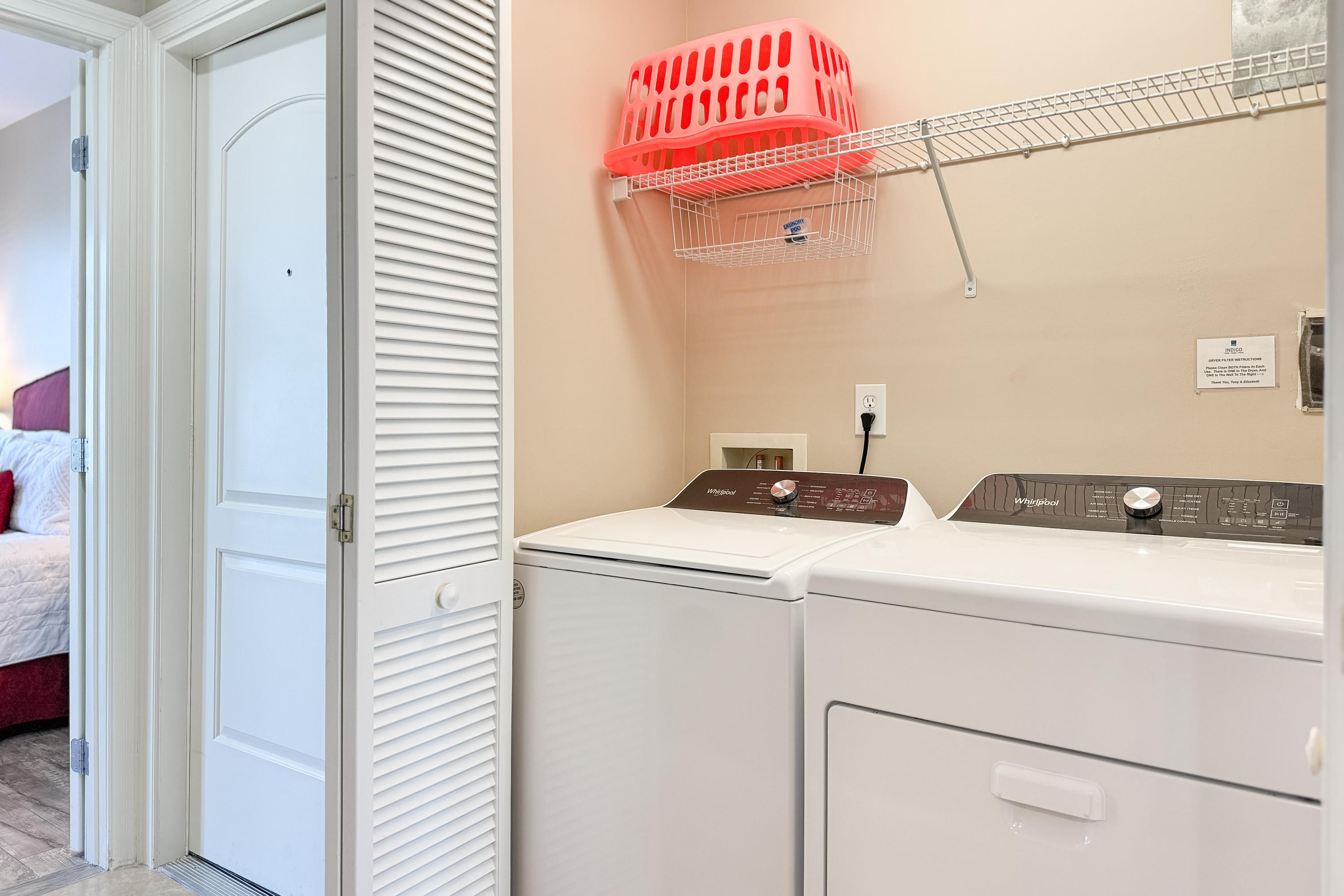 Full size washer and dryer inside the condo.