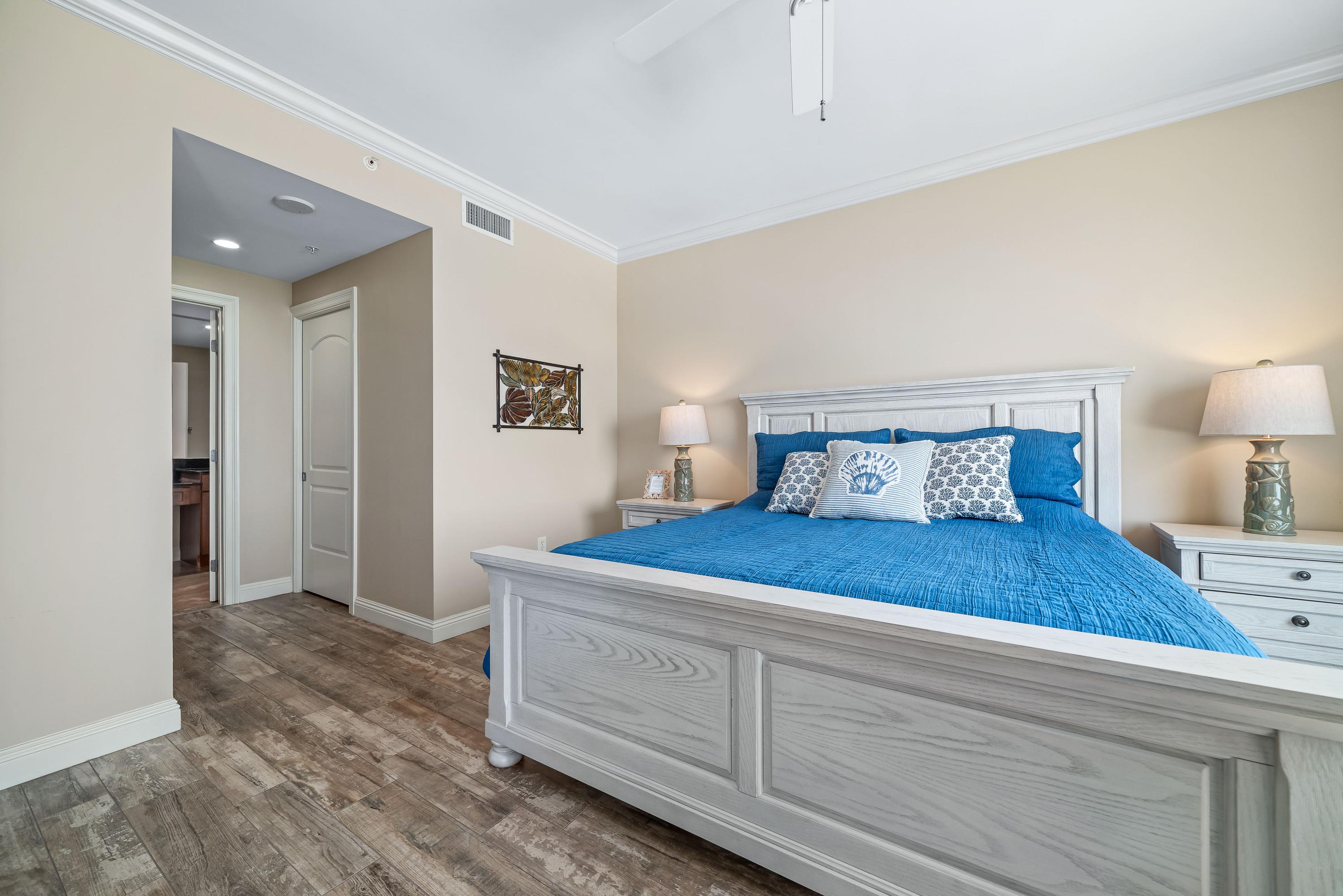 Top-notch quality furnishings in Master Bedroom, with connected private 