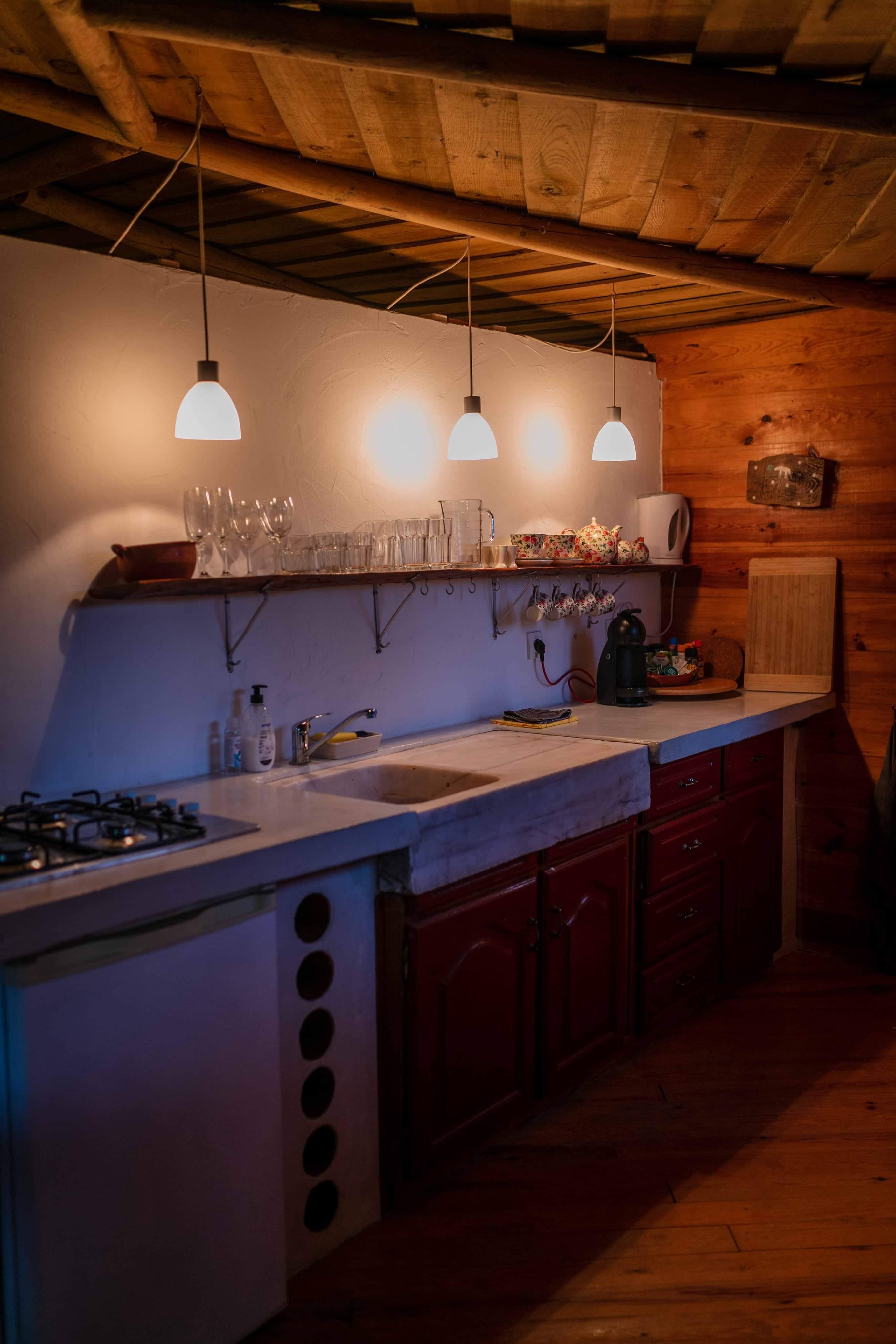 atmospheric kitchen with stone kitchen top