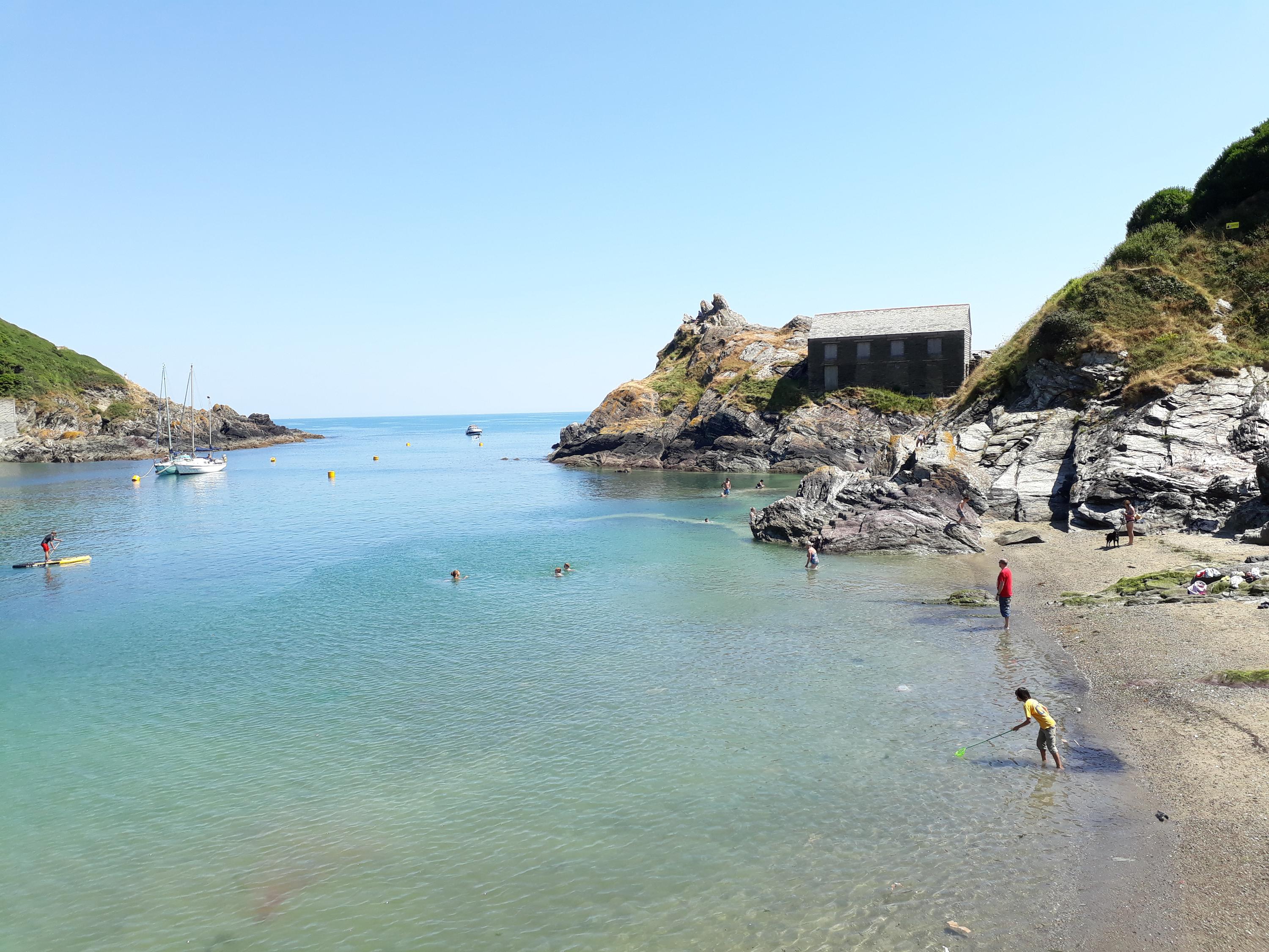 Polperro Beach and Peak Rock