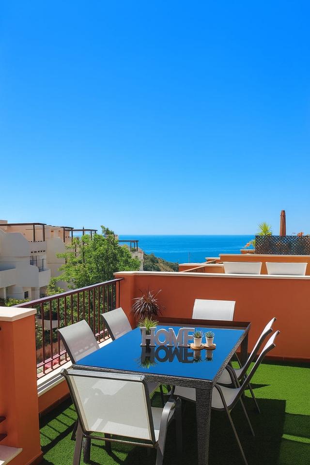 Dakterras met uitzicht op zee