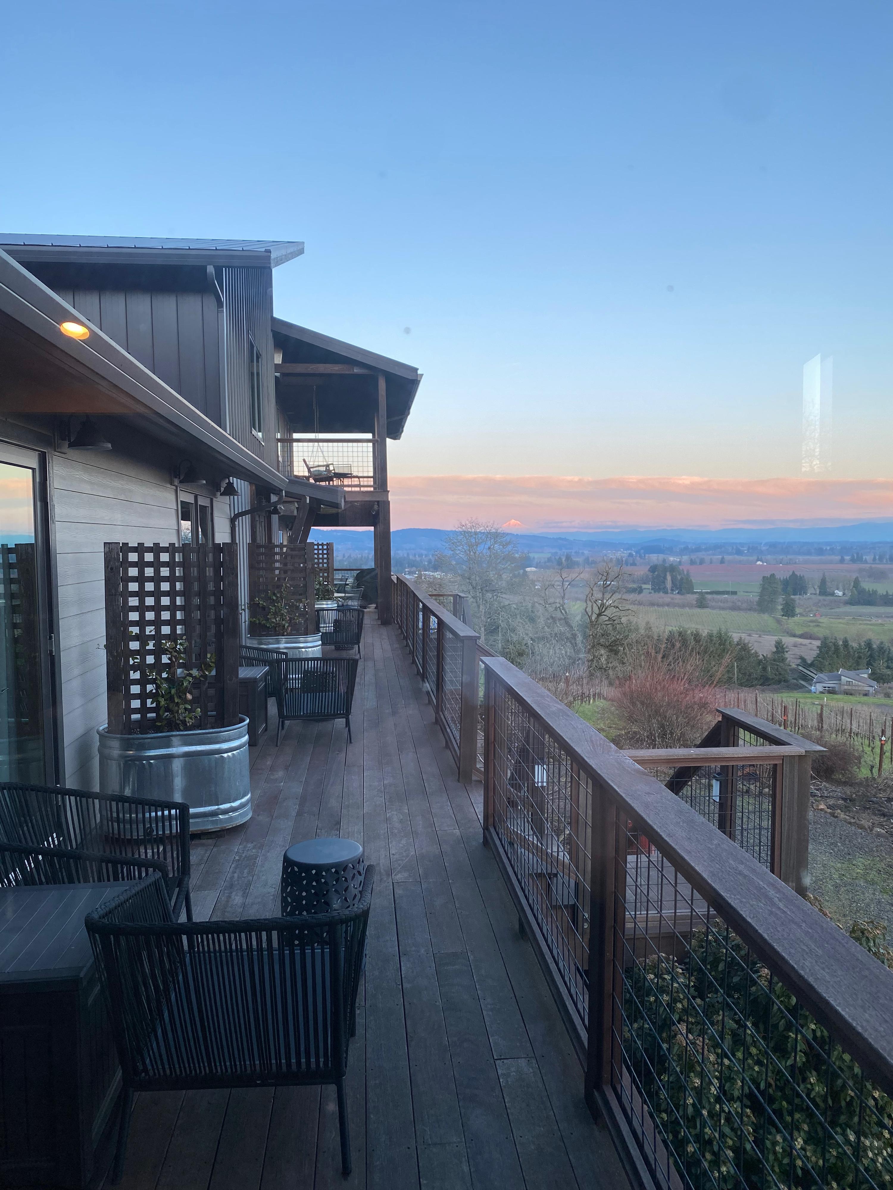 Evening View of Guest Room Vineyard Deck