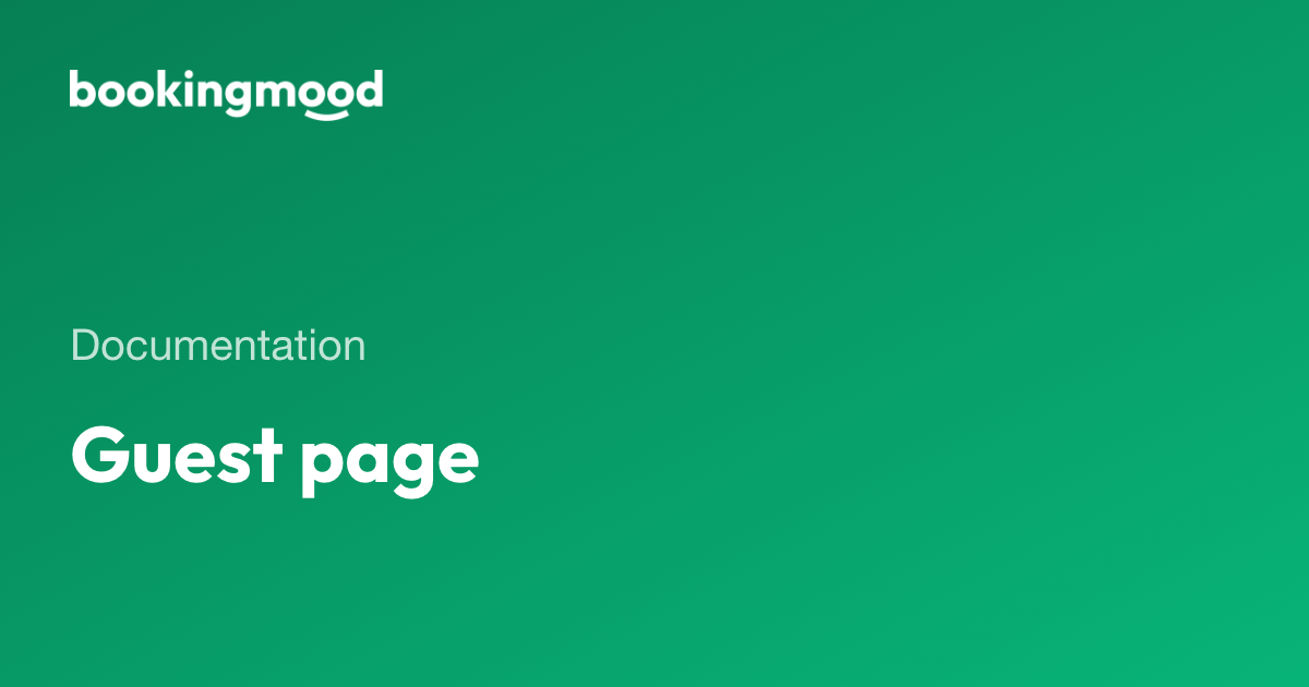 Guest page | Bookingmood docs
