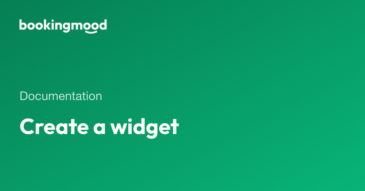 Create a widget | Bookingmood docs