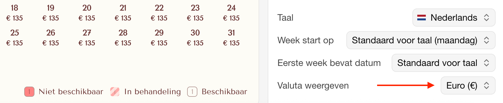 Valuta kiezen om weer te geven