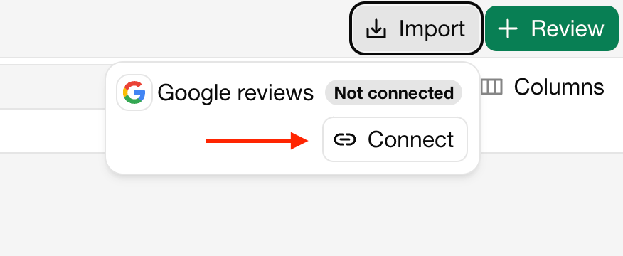 Import reviews from Google
