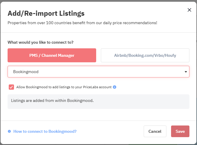 Connect Bookingmood to PriceLabs