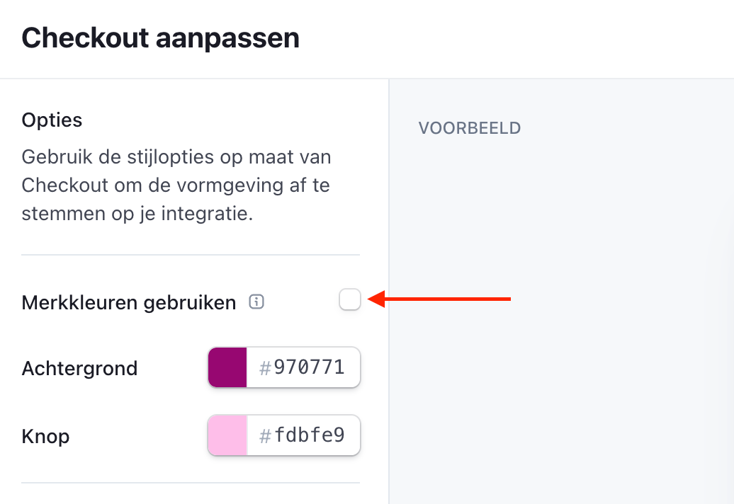 Merkkleuren gebruiken aanvinken