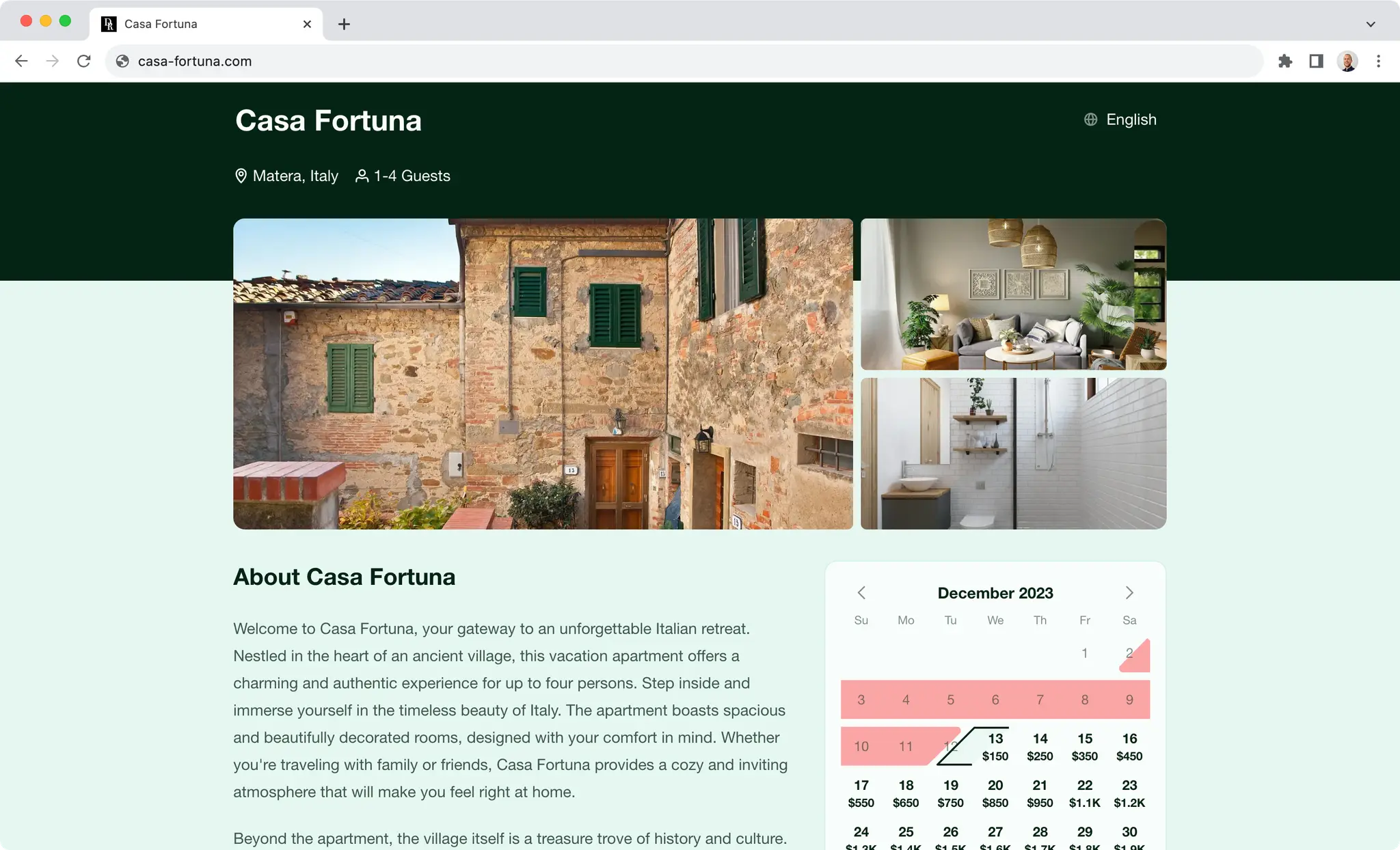 Holiday home website