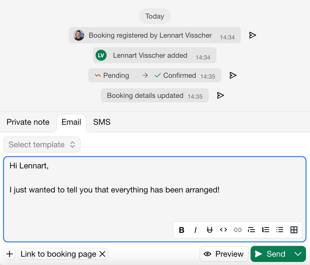 Manual messages | Bookingmood docs