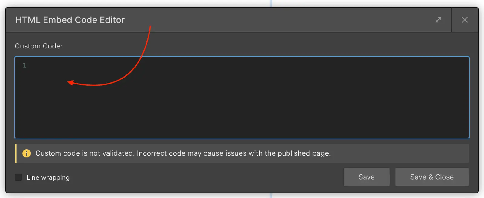 HTML Embed Code Editor