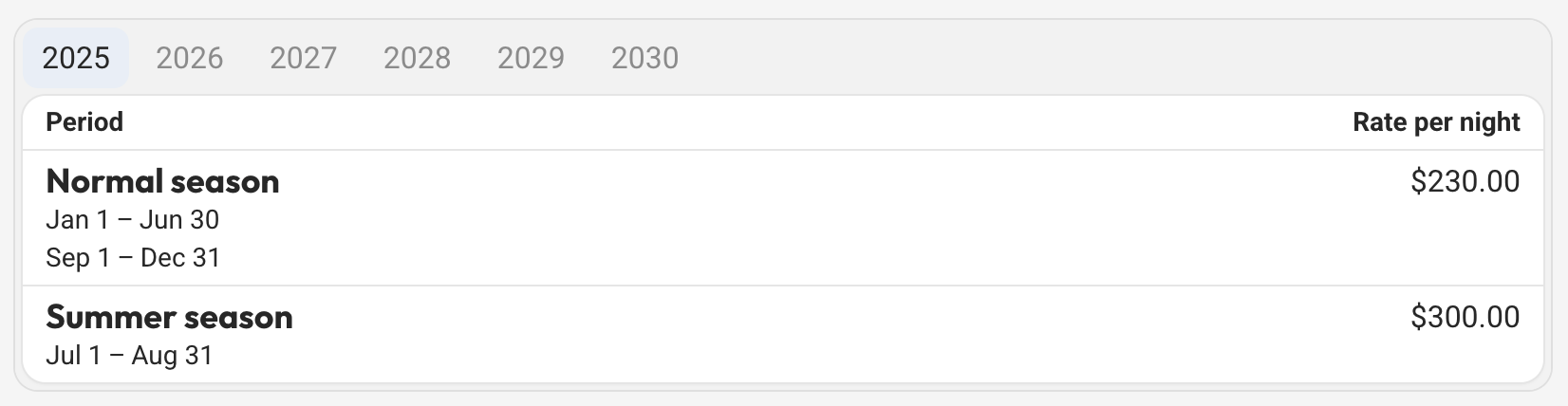 Pricing widget