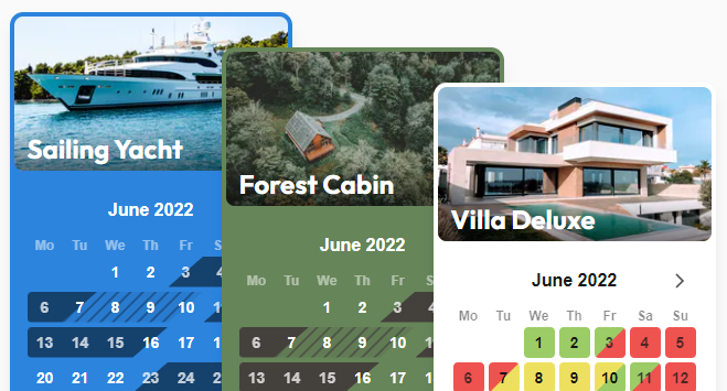 Bookingmood calendar widget examples