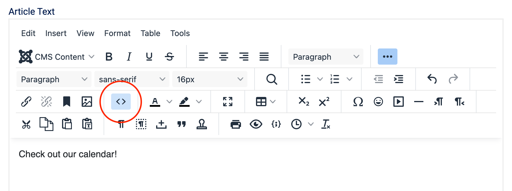 Source code button