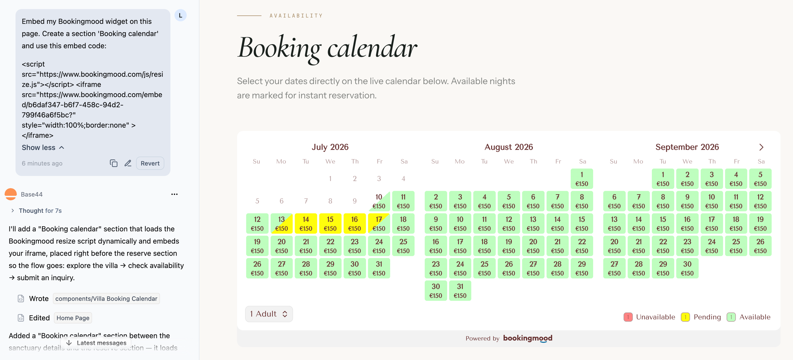 Bookingmood in Base44