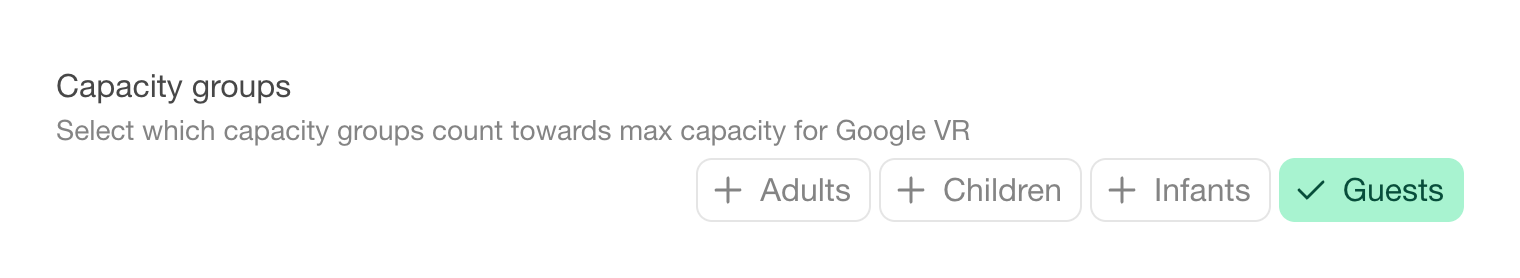 Capacity groups in the Google Vacation Rentals channel
