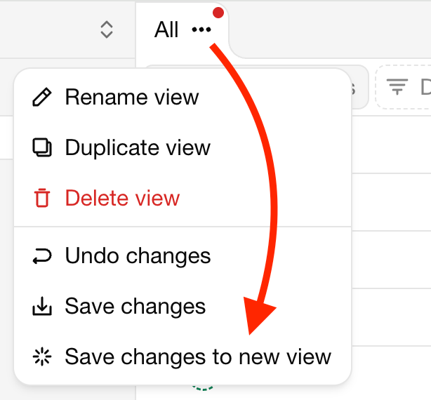 Save changes to new view
