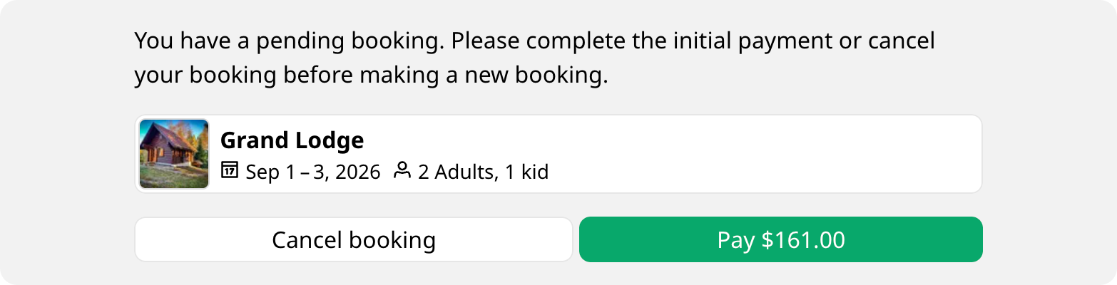 Resume pending instant booking